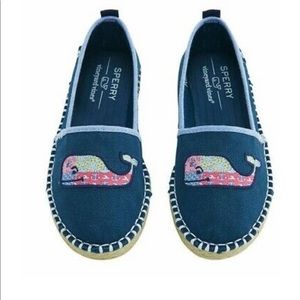 🐳 NWOT Sperry and Vineyard Vines Skysail Navy Shoes Girls 4.5 summer slip on